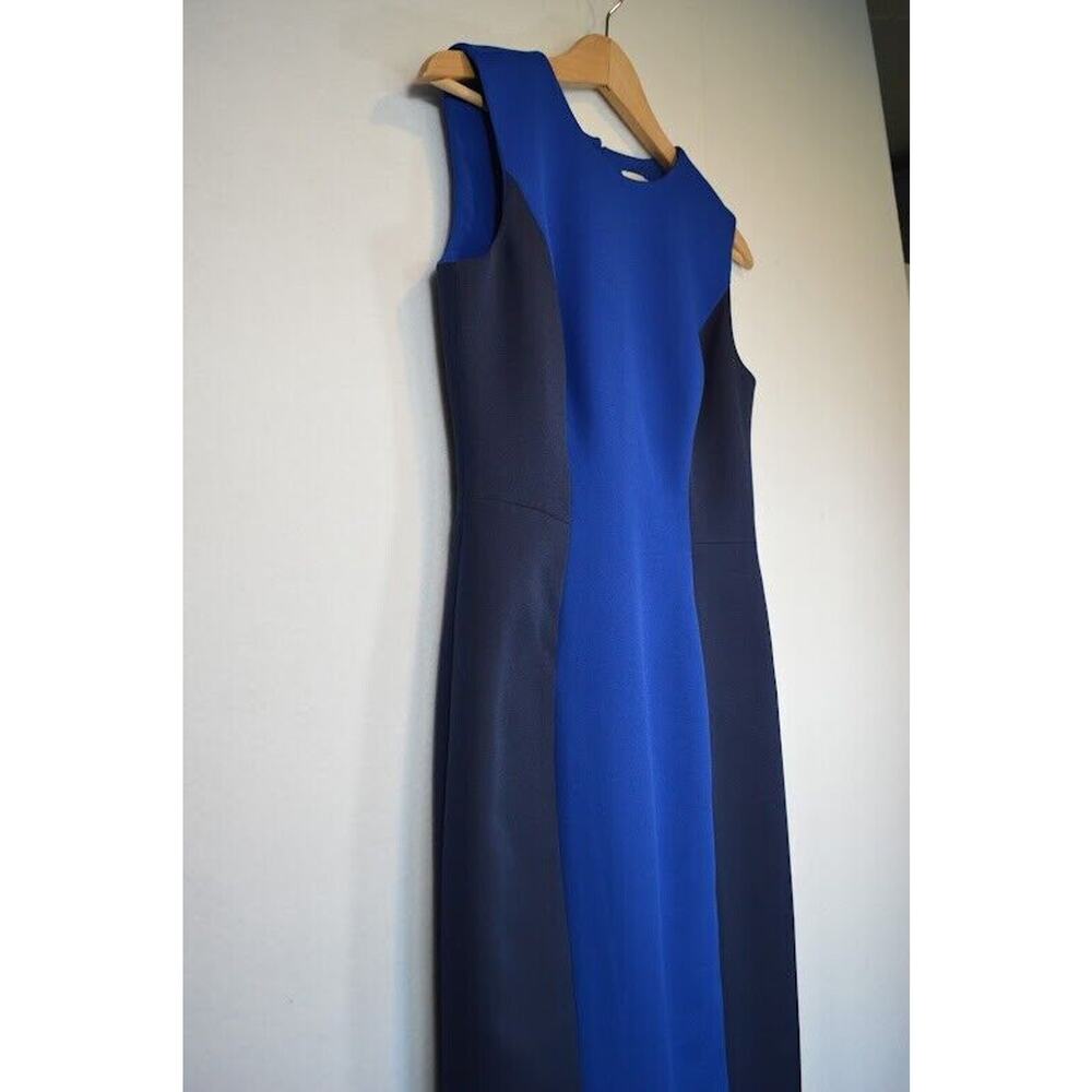 Milly Sleeveless Scuba‎ Dress Colorblock Size 4 Fitted Career Black Blue $395 - Picture 9 of 13